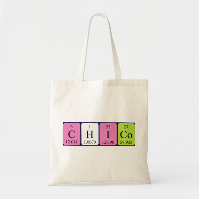 Chico periodic table name tote bag (Front)