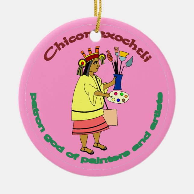 Chicomexochtli - painter's patron god ceramic tree decoration (Front)
