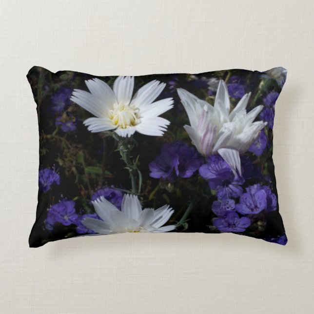 Chicory and Phacelia Wildflowers Decorative Cushion (Front)