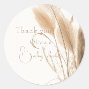 chicPampas grass Baby shower  Classic Round Sticker