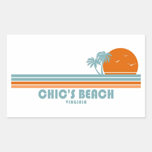 Chic's Beach Virginia Sun Palm Trees Rectangular Sticker (Front)