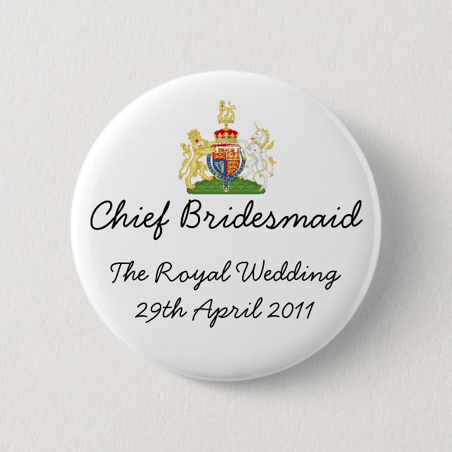 Chief Bridesmaid - fun Royal wedding badge (Front)