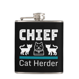 Chief Cat Herder Funny Hip Flask