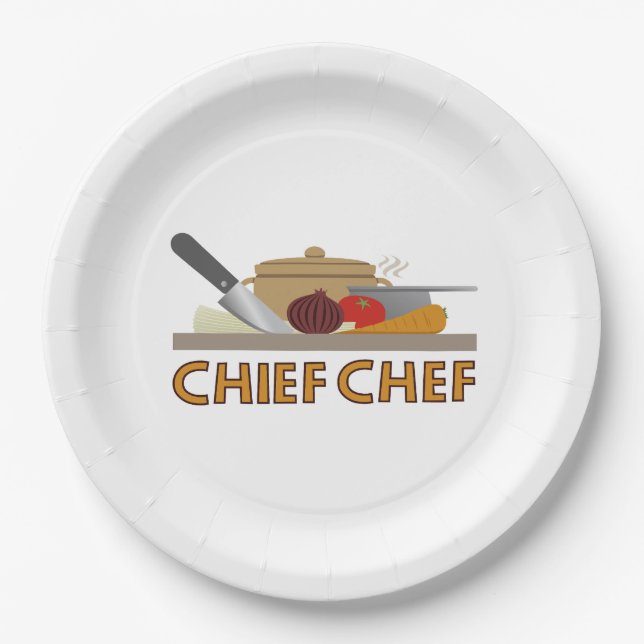 Chief Chef Illustrative Design Colour Paper Plate (Front)