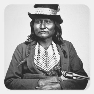 Chief Esatonyett, 1869 (b/w photo) Square Sticker