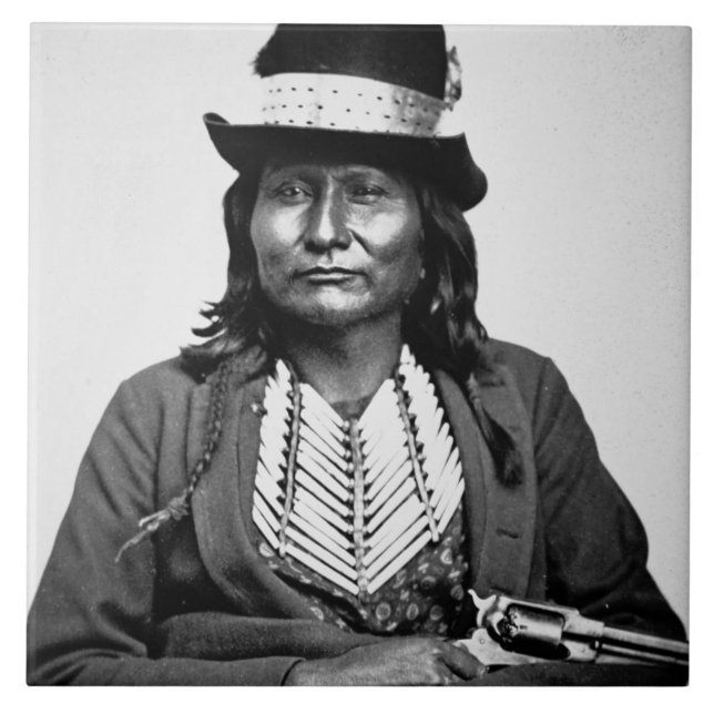 Chief Esatonyett, 1869 (b/w photo) Tile (Front)