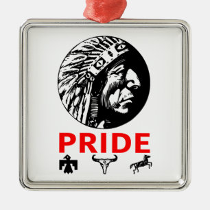 Chief feather headdress Bird Cow Skull Horse Pride Metal Tree Decoration