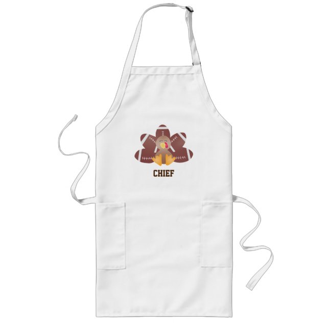 Chief Game Day Football Turkey Feathers Brown Long Apron (Front)