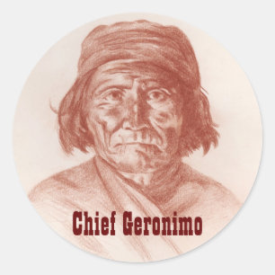 Chief Geronimo, Apache Indian Historical Portrait Classic Round Sticker