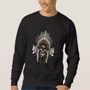 Chief Indian Skull Tribal Headdre For Indigenous Sweatshirt