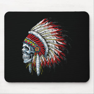 Chief Indian Skull Tribal Headdre For Lovers Mouse Mat