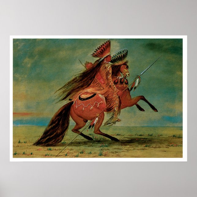 Chief Indian Warrior Vintage Art Print Poster (Front)