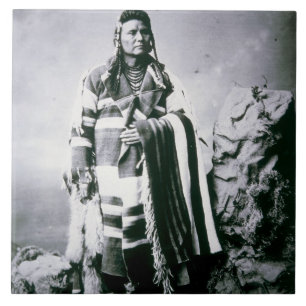 Chief Joseph (1840-1904) c.1880 (b/w photo) Tile