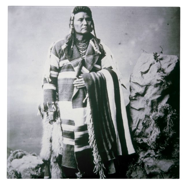 Chief Joseph (1840-1904) c.1880 (b/w photo) Tile (Front)