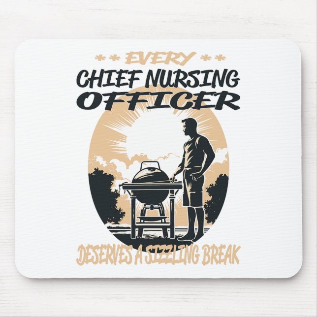 Chief Nursing Officer Funny Bbq Chef Or Grill Fun  Mouse Mat (Front)
