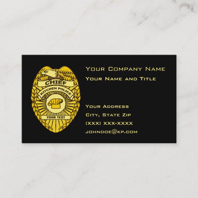 Chief Of Kitchen Police Badge Business Card (Front)