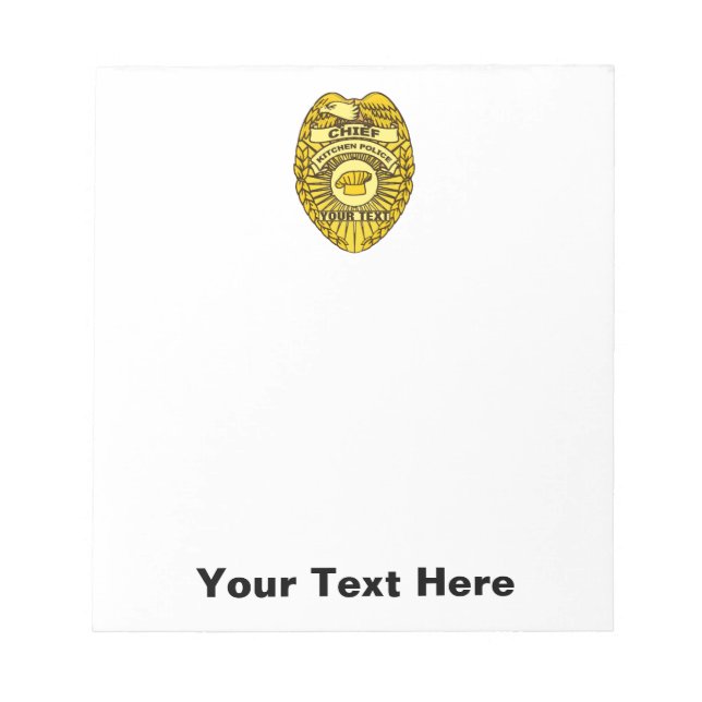 Chief Of Kitchen Police Badge Notepad (Front)