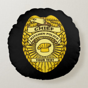 Chief Of Kitchen Police Badge Round Cushion