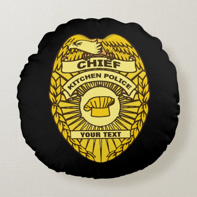 Chief Of Kitchen Police Badge Round Cushion (Front)
