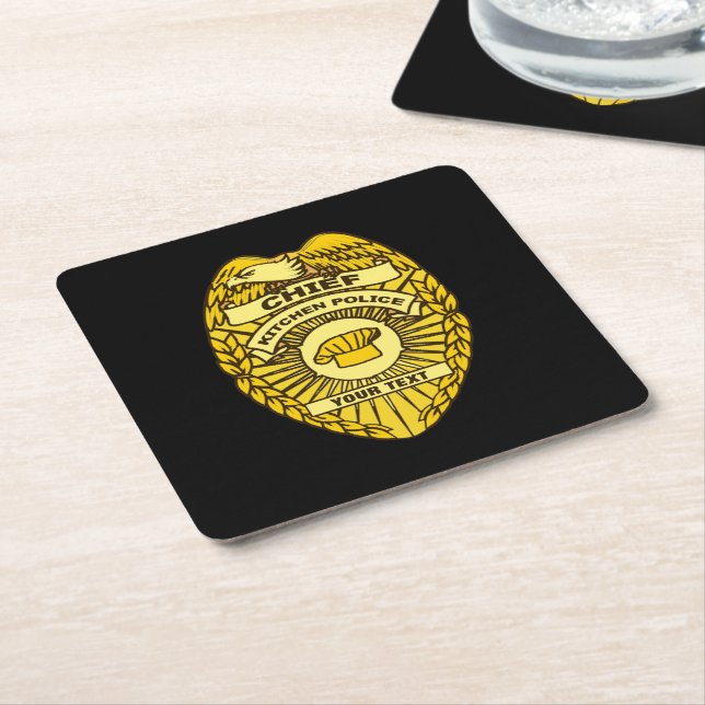 Chief Of Kitchen Police Badge Square Paper Coaster (Angled)