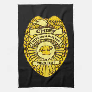 Chief Of Kitchen Police Badge Tea Towel