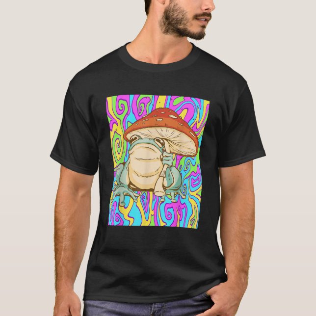 Chief Psychedelic Frog Toad Holding Trippy Mushroo T-Shirt (Front)