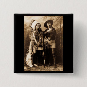 Chief Sitting Bull and Buffalo Bill 1895 15 Cm Square Badge