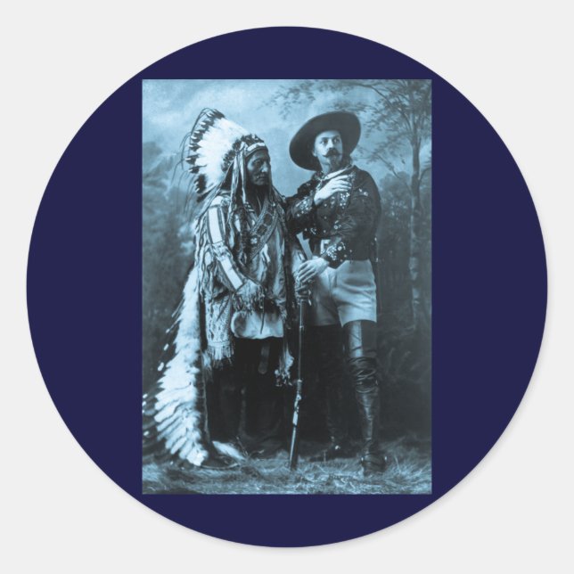 Chief Sitting Bull and Buffalo Bill 1895 Classic Round Sticker (Front)