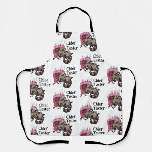 Chief Taster Greedy Raccoon Eating Cake Cartoon Apron