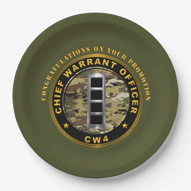 Chief Warrant Officer 4 (CW4)  Promotion Paper Plate (Front)