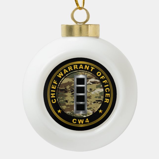 Chief Warrant Officer Four-CW4 Ceramic Ball Christmas Ornament (Front)
