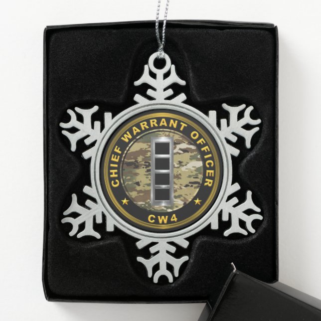 Chief Warrant Officer Four-CW4  Snowflake Pewter Christmas Ornament (Box)