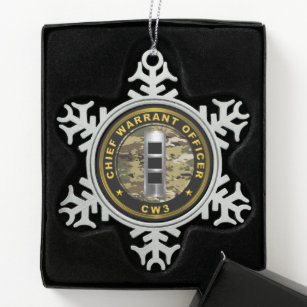 Chief Warrant Officer Three CW3  Snowflake Pewter Christmas Ornament