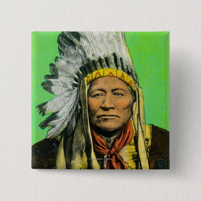 Chief Washakie Portrait 15 Cm Square Badge (Front)