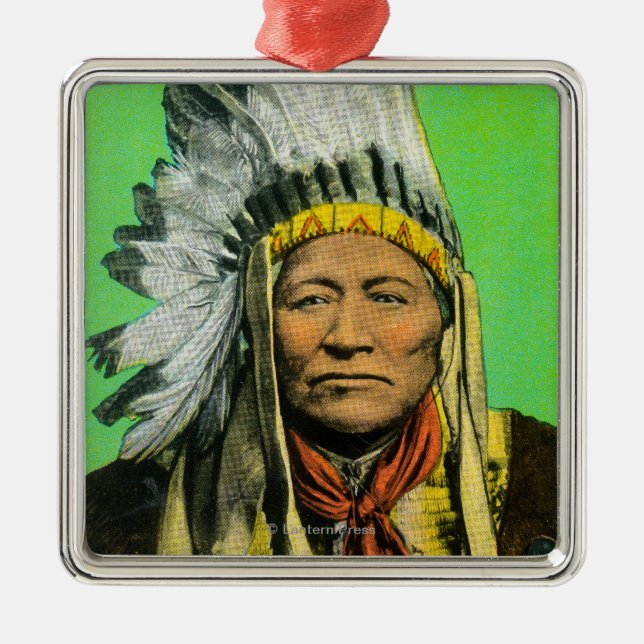 Chief Washakie Portrait Metal Tree Decoration (Front)