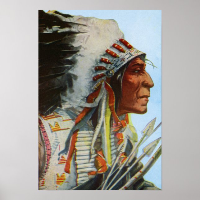 Chief Wolf Robe Blackfeet Native American Poster (Front)
