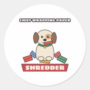 Chief Wrapping Paper Shredder Christmas Dog Classic Round Sticker