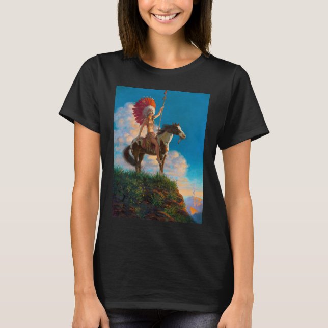 Chieftess Female Native American Indian Chief T-Shirt (Front)
