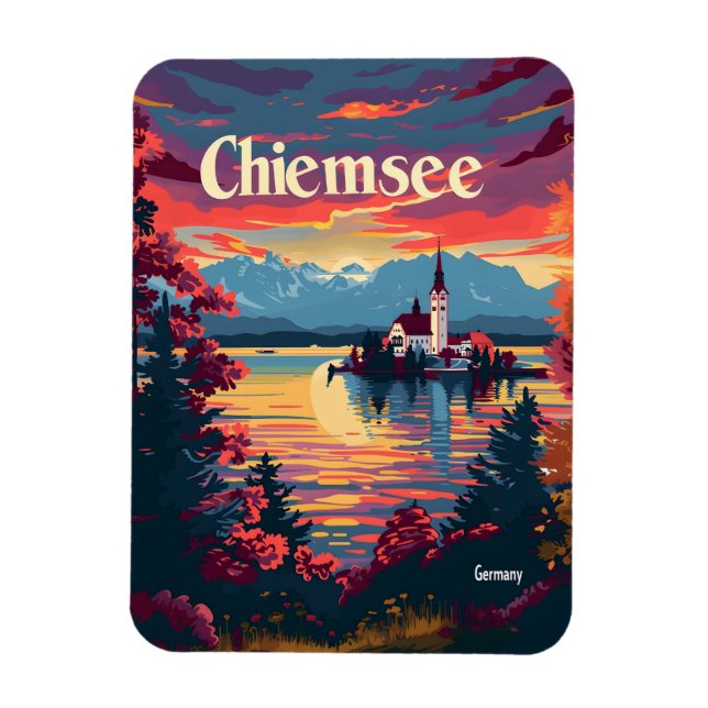 Chiemsee Germany vintage art Magnet (Vertical)