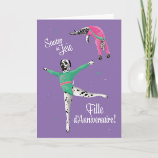 Chien et chat gymnaste sautent anniversaire  card
