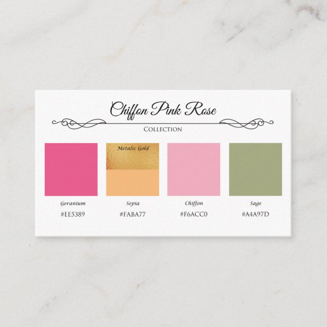Chiffon Pink Rose Wedding Collection Colour Card  (Front)