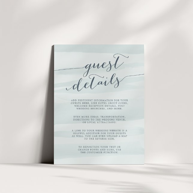 Chiffon Watercolor Guest Details Card | Sea (Creator Uploaded)