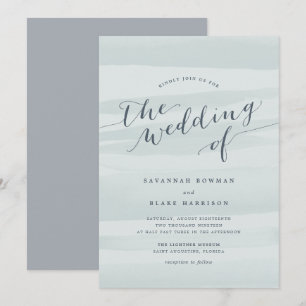 Chiffon Watercolor Wedding Invitation   Sea