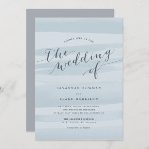 Chiffon Watercolor Wedding Invitation   Sky