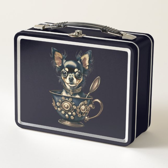Chihauhau Puppy Steam Punk Lunch Box (Front)