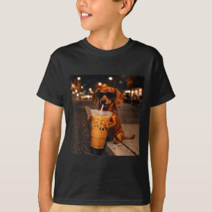 Chihua funny dachshund drinking iced coffee lover T-Shirt