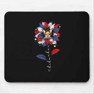 Chihuahua 4Th Of July Sunflower Patriotic Mouse Mat