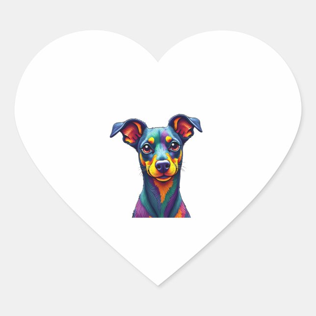 Chihuahua  Abstract Painting  Colour  Cute Dog (1) Heart Sticker (Front)