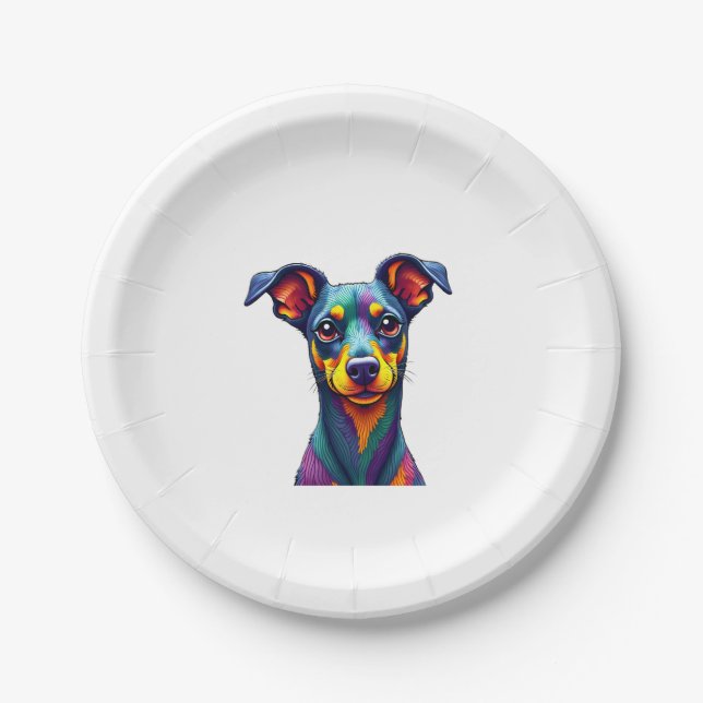 Chihuahua  Abstract Painting  Colour  Cute Dog (1) Paper Plate (Front)