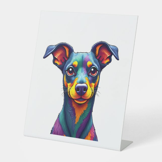 Chihuahua  Abstract Painting  Colour  Cute Dog (1) Pedestal Sign (Front)